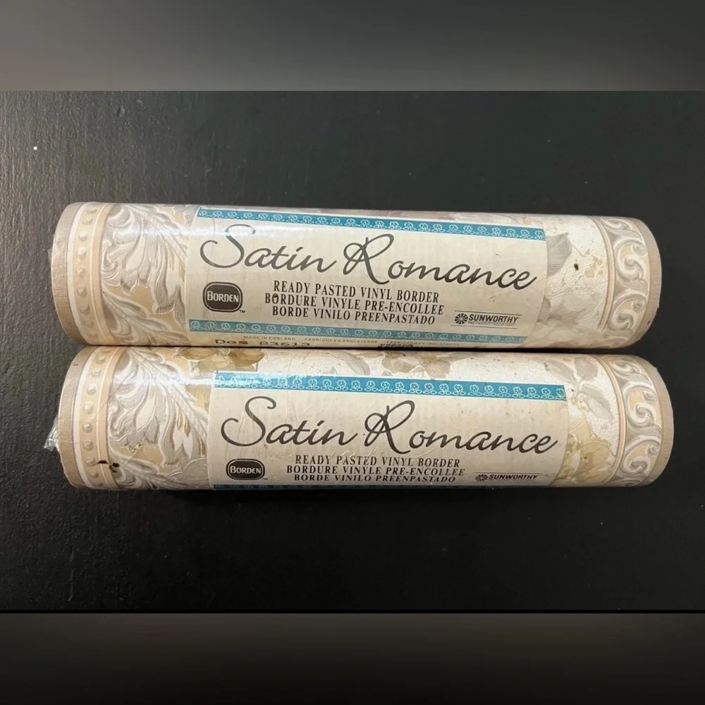 Vtg Wallpaper Border Vinyl 2 Pk Borden Romantic Floral Scroll Textured Heritage